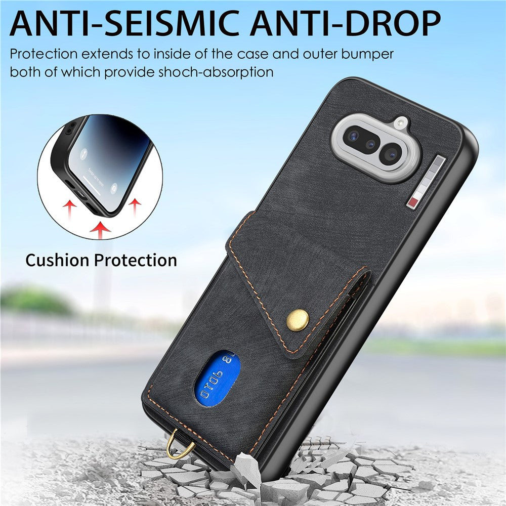 For Nothing Phone (4a) Case with Card Holder Kickstand Leather Phone Back Cover