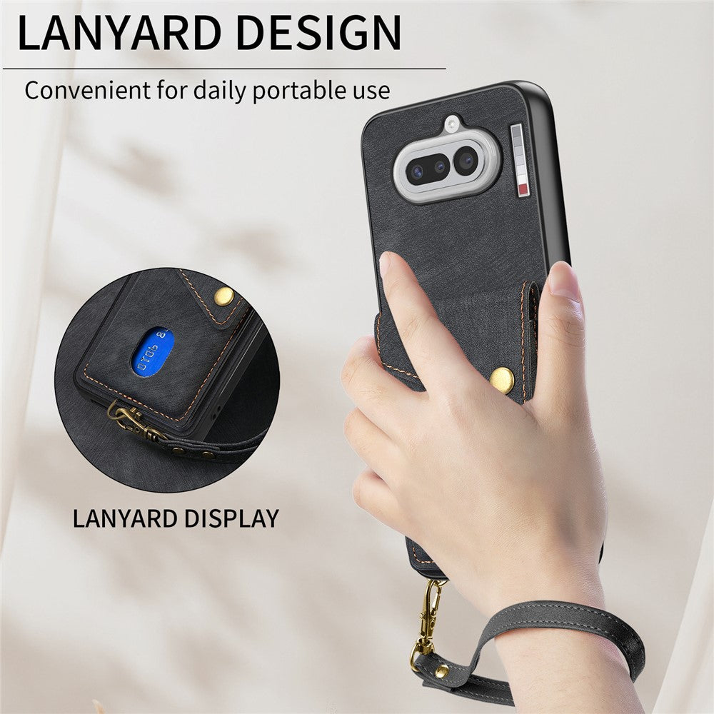 For Nothing Phone (4a) Case with Card Holder Kickstand Leather Phone Back Cover