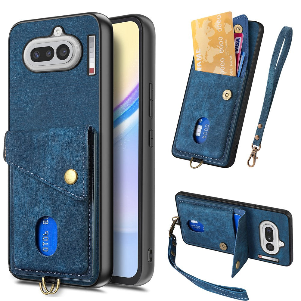 For Nothing Phone (4a) Case with Card Holder Kickstand Leather Phone Back Cover