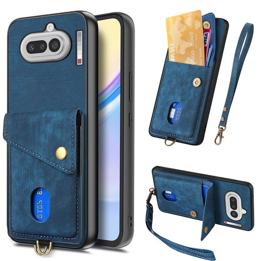 For Nothing Phone (4a) Case with Card Holder Kickstand Leather Phone Back Cover