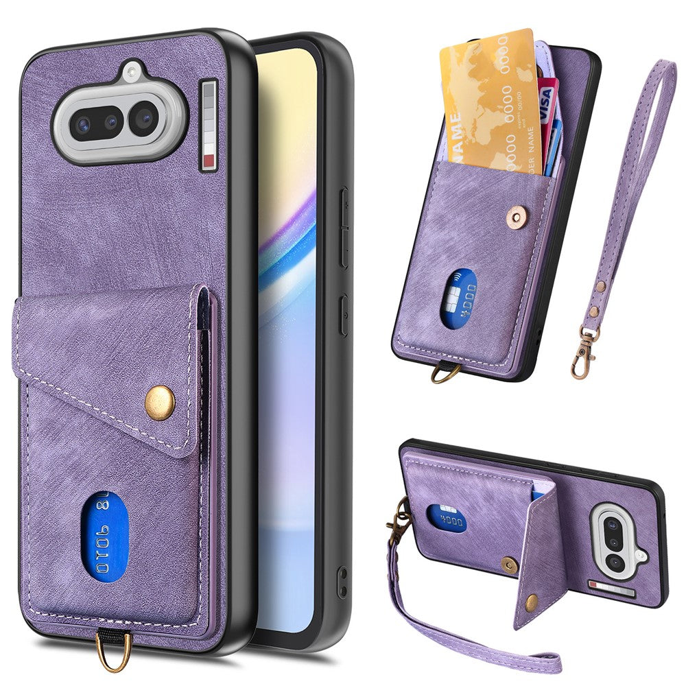 For Nothing Phone (4a) Case with Card Holder Kickstand Leather Phone Back Cover