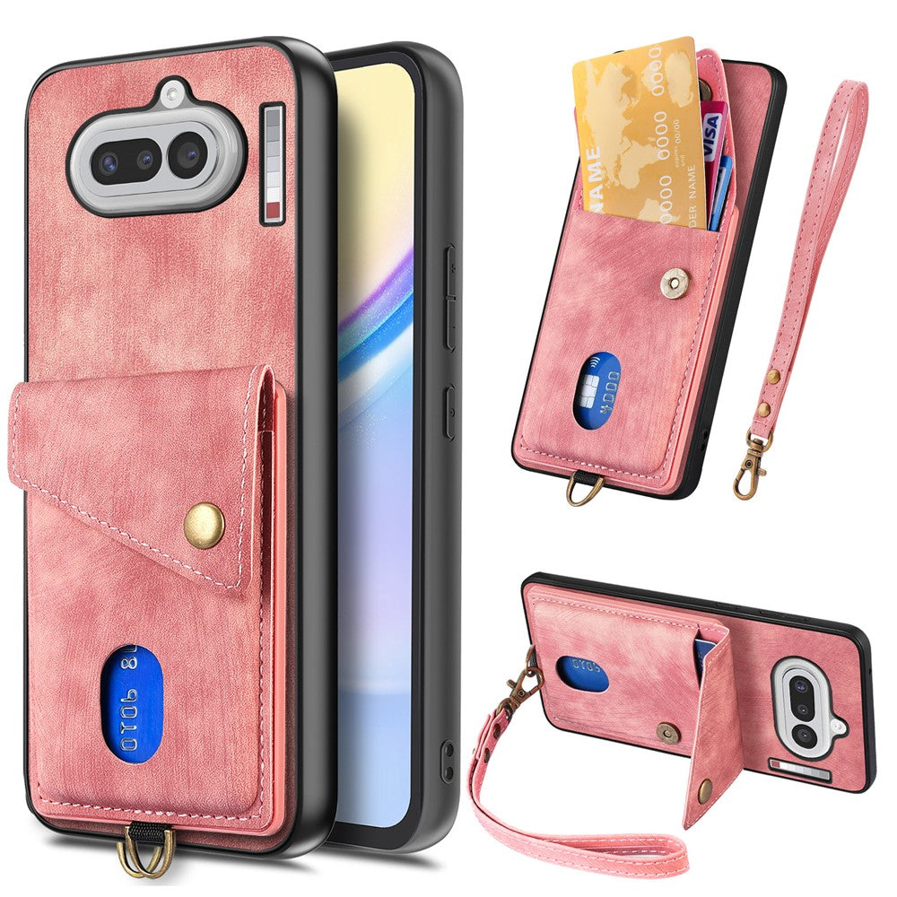For Nothing Phone (4a) Case with Card Holder Kickstand Leather Phone Back Cover