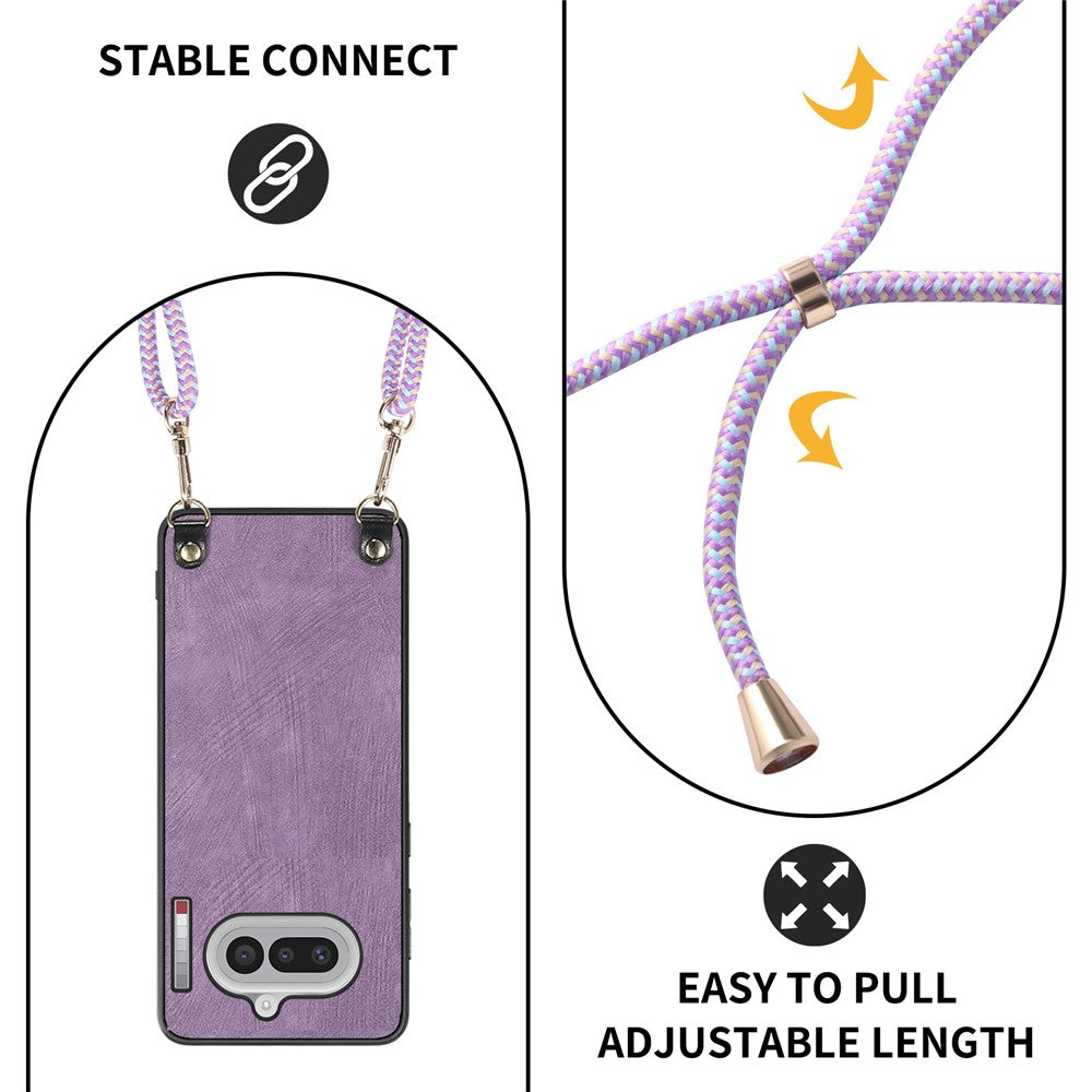 For Nothing Phone (4a) Retro Leather Phone Back Cover with Adjustable Strap