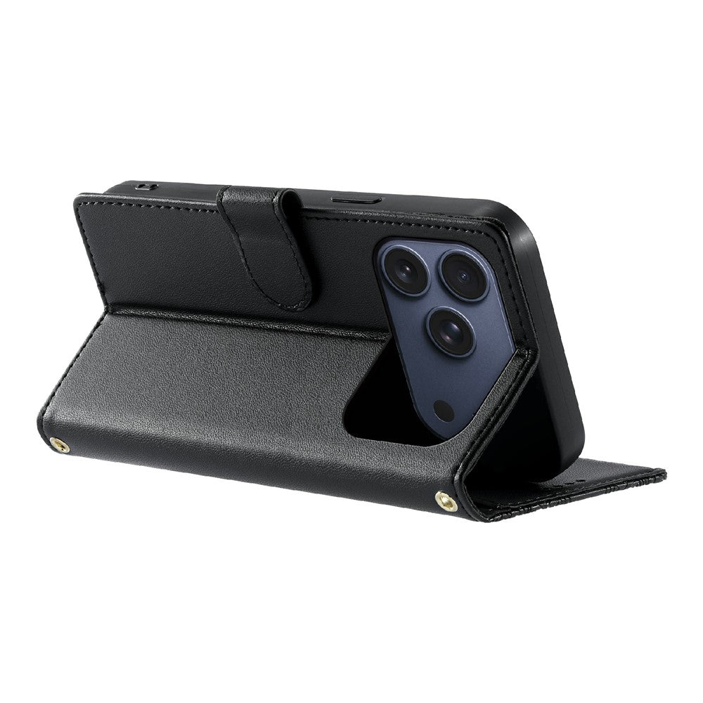 For iPhone 18 Pro / 17 Pro Case Embossed Totem Leather Flip Wallet Phone Cover with Wrist Strap
