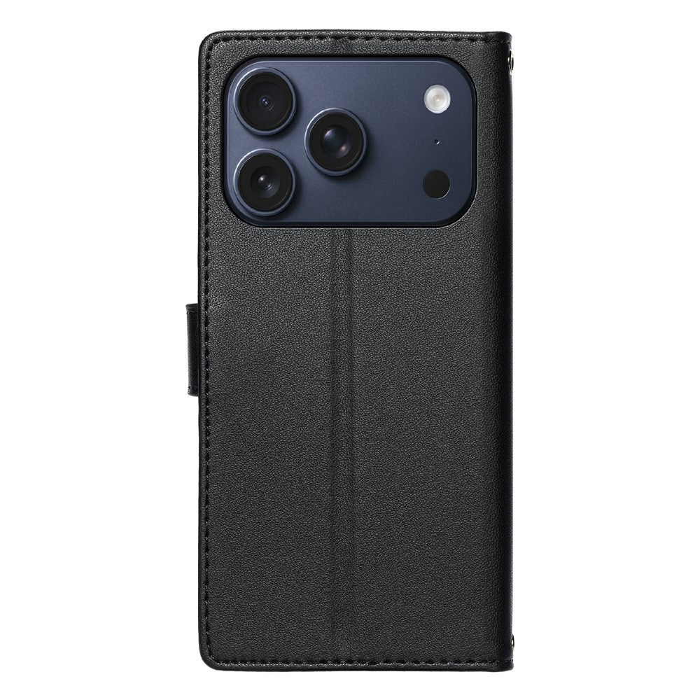 For iPhone 18 Pro / 17 Pro Case Embossed Totem Leather Flip Wallet Phone Cover with Wrist Strap