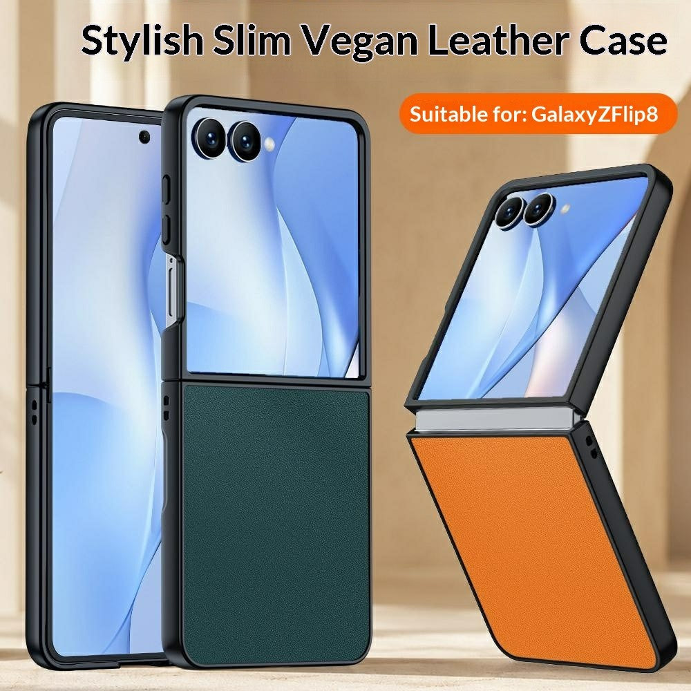 For Samsung Galaxy Z Flip8 Case PU Leather Coated PC Anti-Drop Folding Phone Cover