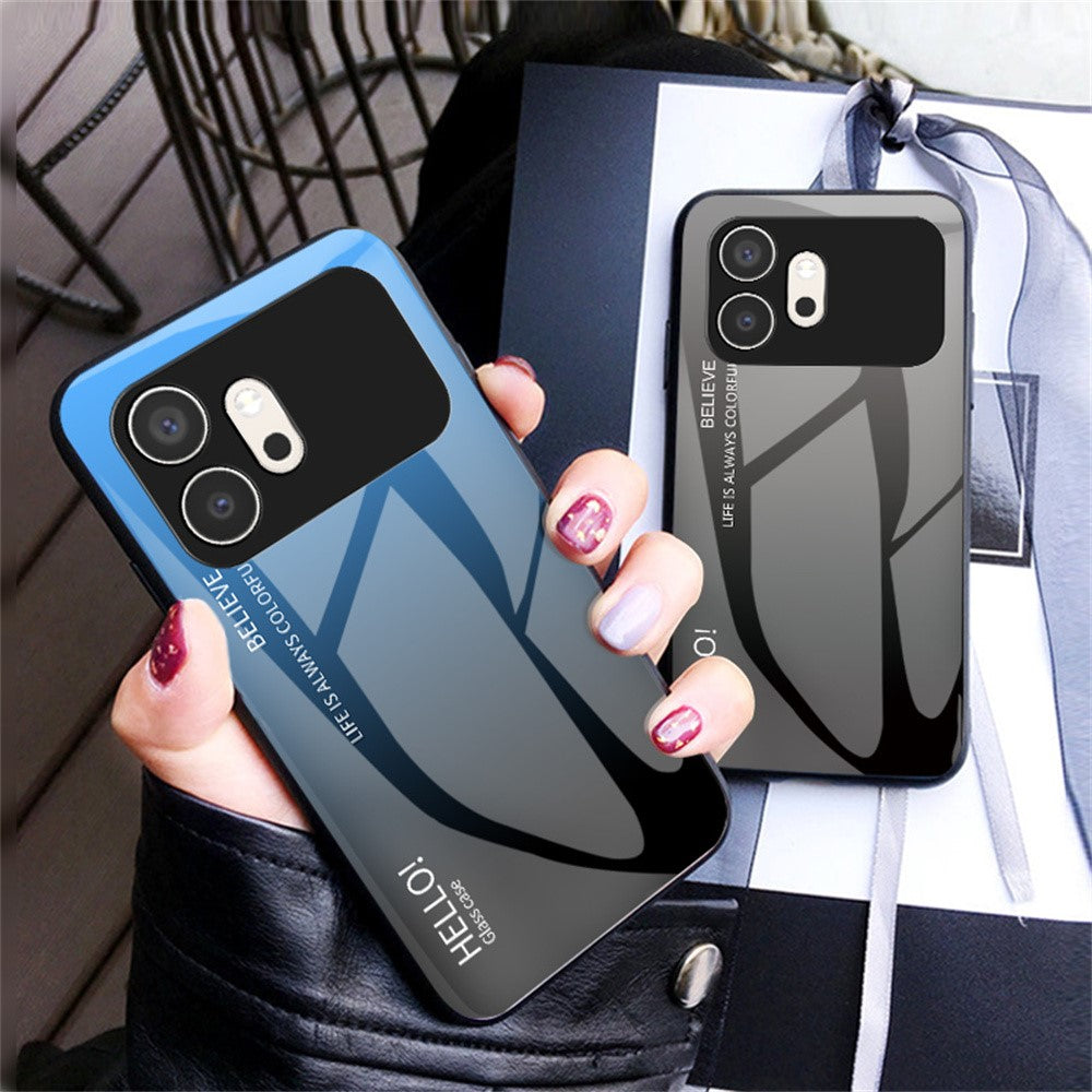 For Honor 600 5G Case Anti-Scratch Tempered Glass + PC + TPU Phone Cover