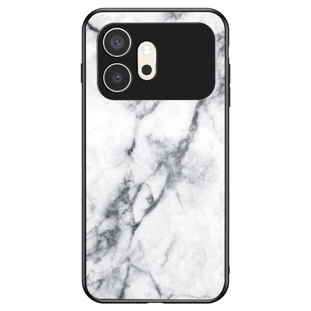For Honor 600 5G Phone Case Marble Pattern Tempered Glass + PC + TPU Protective Phone Cover