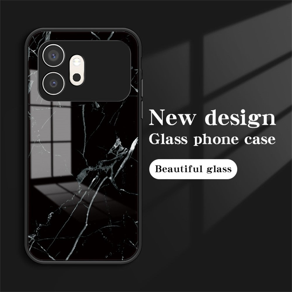 For Honor 600 5G Phone Case Marble Pattern Tempered Glass + PC + TPU Protective Phone Cover