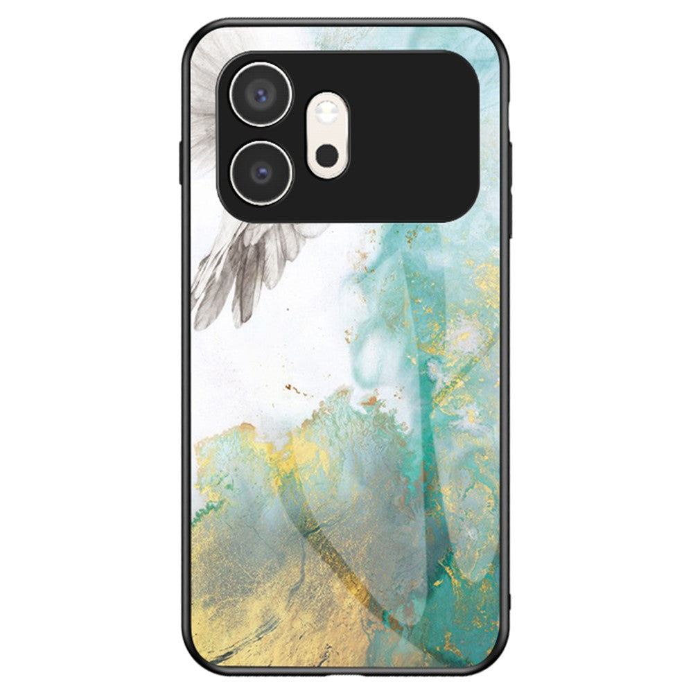 For Honor 600 5G Phone Case Marble Pattern Tempered Glass + PC + TPU Protective Phone Cover