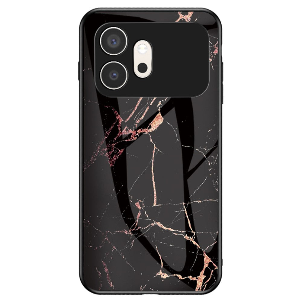 For Honor 600 5G Phone Case Marble Pattern Tempered Glass + PC + TPU Protective Phone Cover