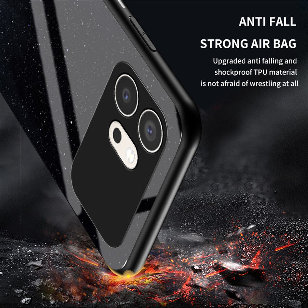 For Honor 600 5G Phone Case Starry Sky Pattern Tempered Glass Phone Cover