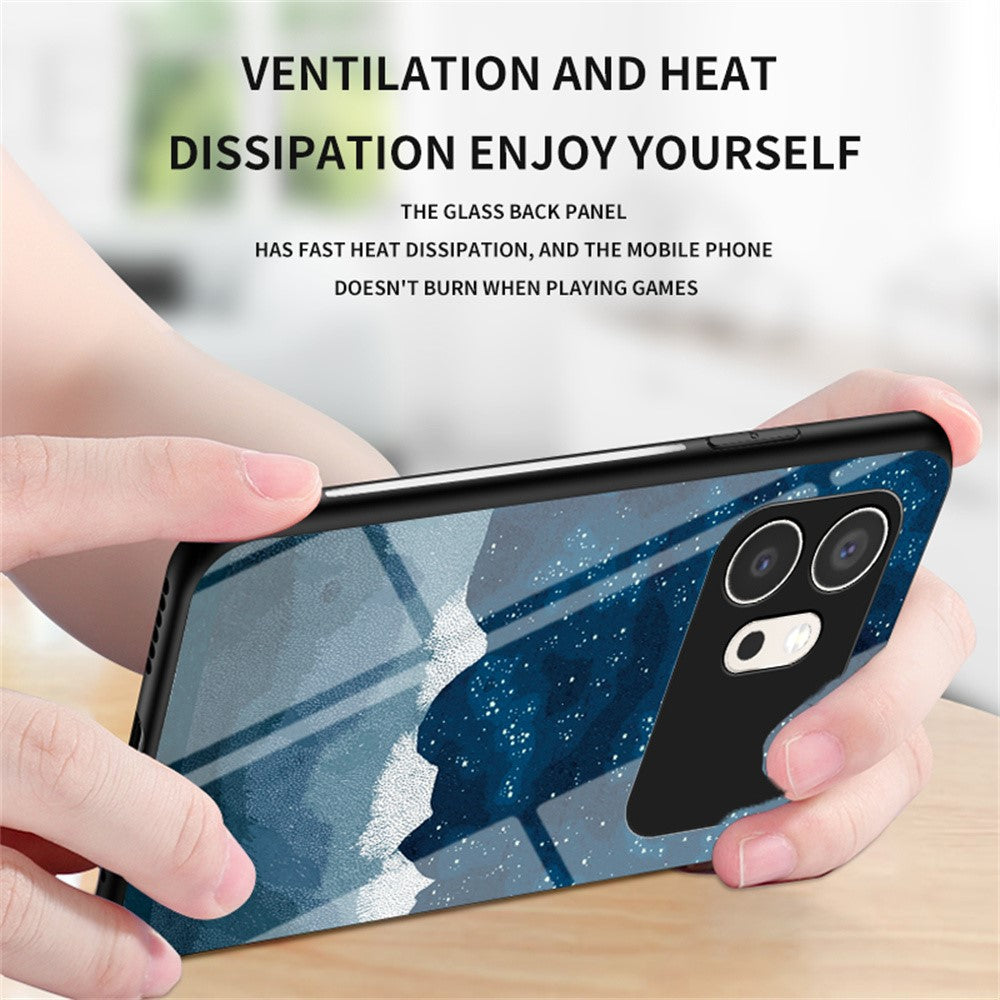 For Honor 600 5G Phone Case Starry Sky Pattern Tempered Glass Phone Cover