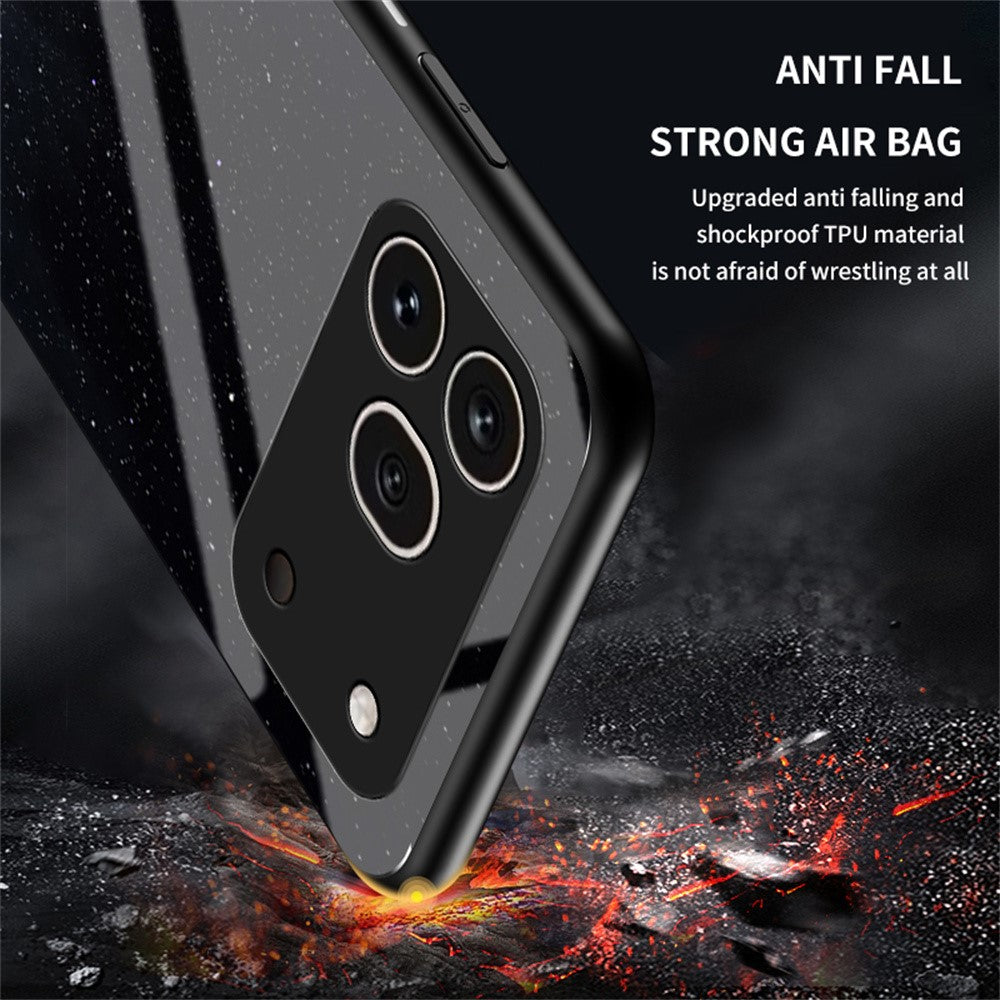 For Honor 600 Pro 5G Phone Case Starry Sky Pattern Tempered Glass Phone Cover