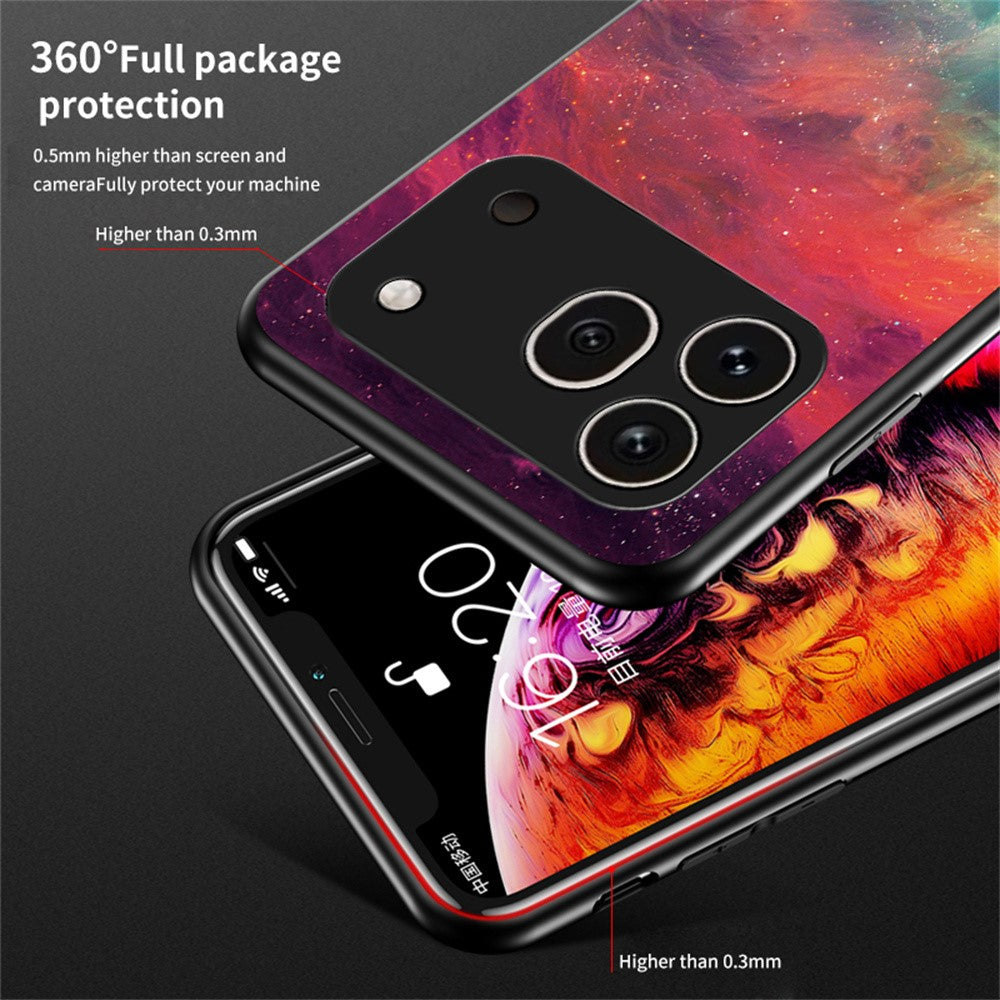 For Honor 600 Pro 5G Phone Case Starry Sky Pattern Tempered Glass Phone Cover