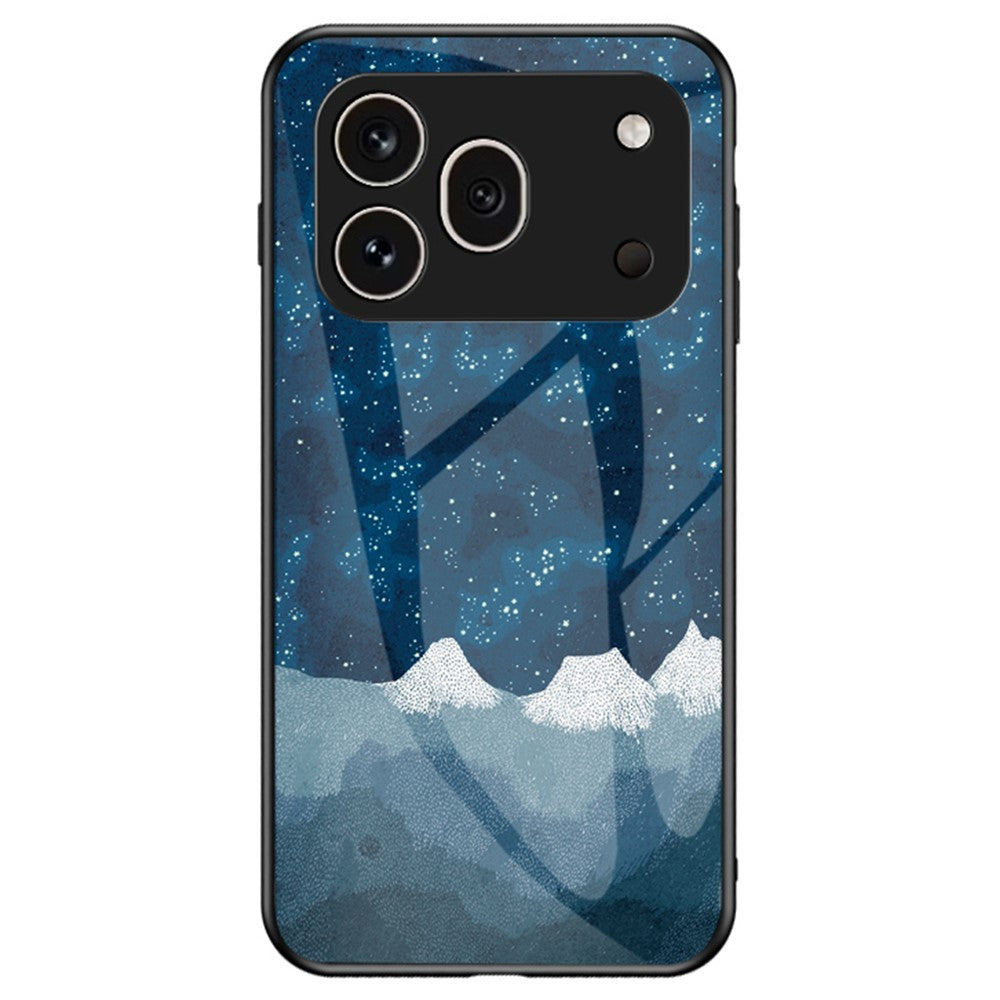 For Honor 600 Pro 5G Phone Case Starry Sky Pattern Tempered Glass Phone Cover