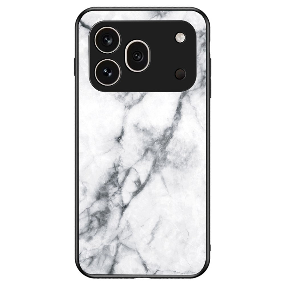 For Honor 600 Pro 5G Phone Case Marble Pattern Tempered Glass + PC + TPU Protective Phone Cover