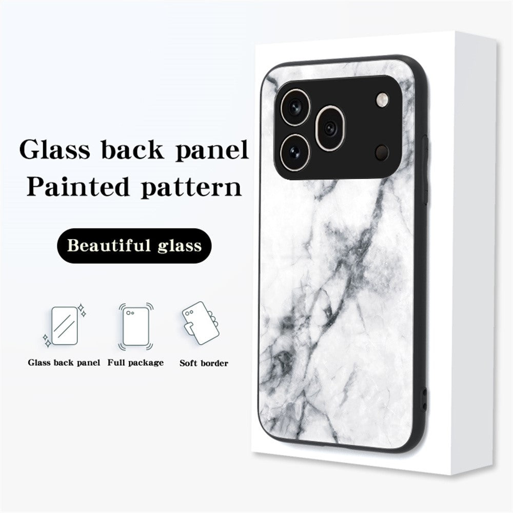 For Honor 600 Pro 5G Phone Case Marble Pattern Tempered Glass + PC + TPU Protective Phone Cover