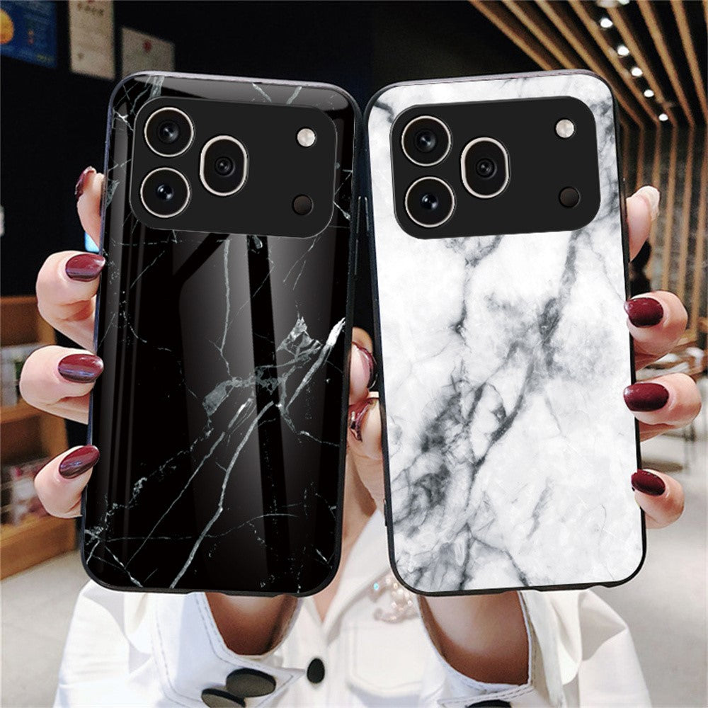 For Honor 600 Pro 5G Phone Case Marble Pattern Tempered Glass + PC + TPU Protective Phone Cover