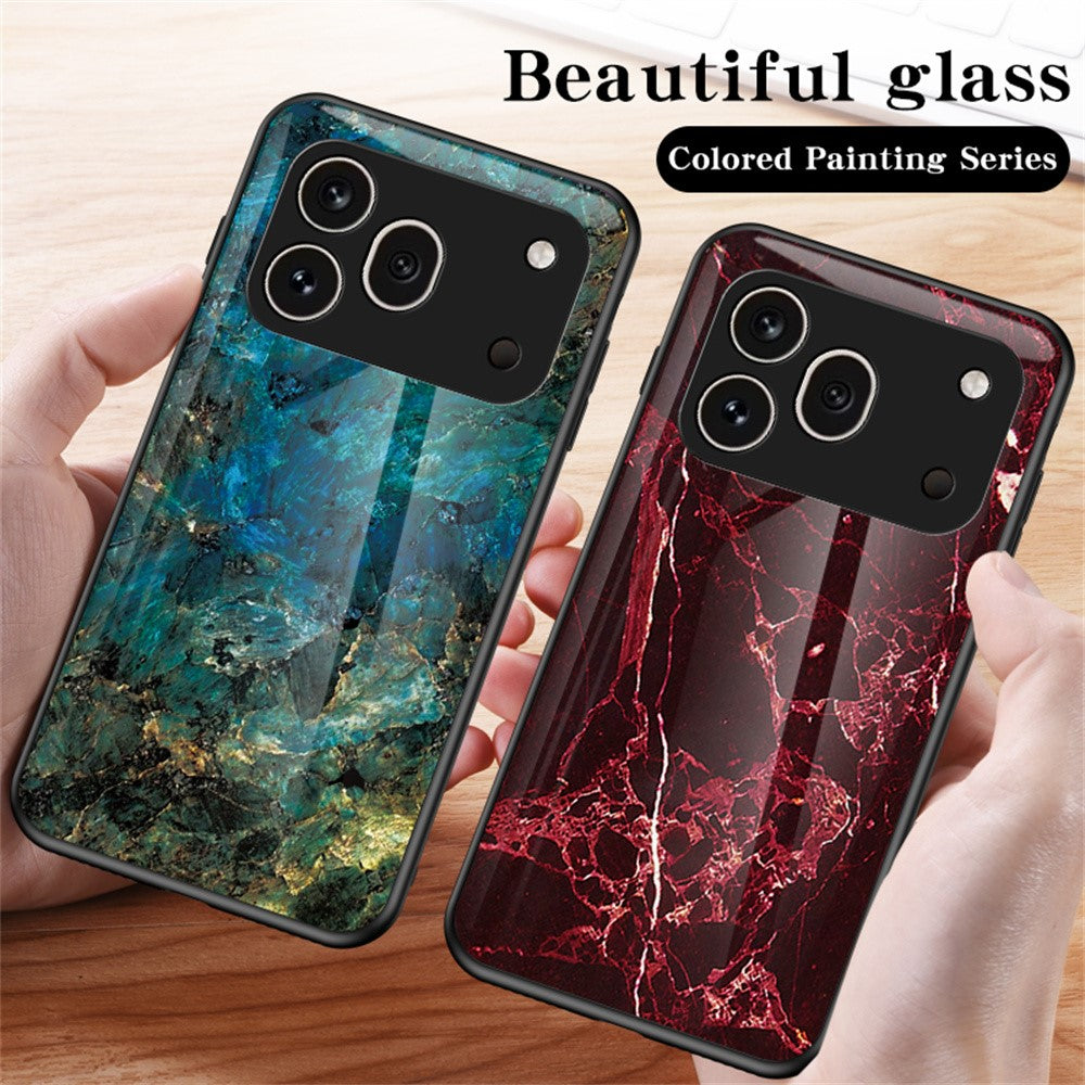 For Honor 600 Pro 5G Phone Case Marble Pattern Tempered Glass + PC + TPU Protective Phone Cover