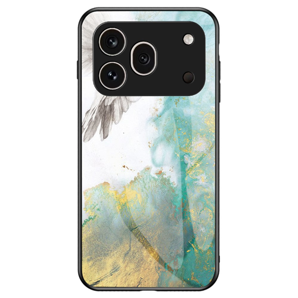 For Honor 600 Pro 5G Phone Case Marble Pattern Tempered Glass + PC + TPU Protective Phone Cover