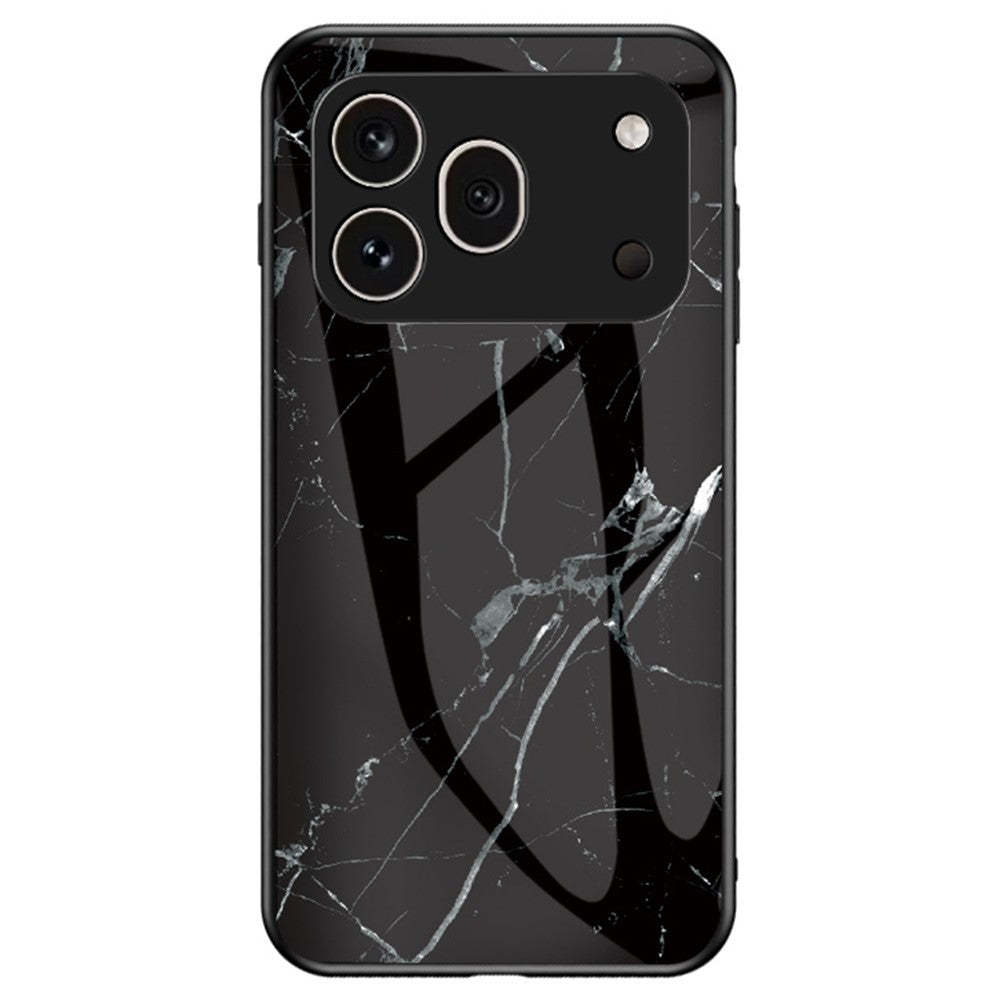 For Honor 600 Pro 5G Phone Case Marble Pattern Tempered Glass + PC + TPU Protective Phone Cover