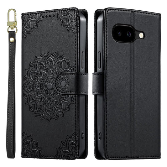 Google Pixel 10a Wallet-Handyhülle – Geprägtes Totem-Leder-Flip--Telefongehäuse mit Handschlaufe