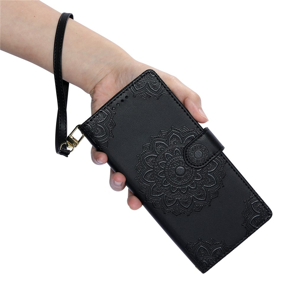 For Google Pixel 10a Case Embossed Totem Leather Flip Wallet Phone Cover with Wrist Strap