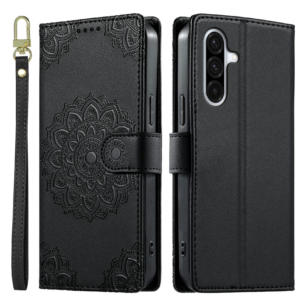 For Samsung Galaxy A37 5G Case Embossed Totem Leather Flip Wallet Phone Cover with Wrist Strap