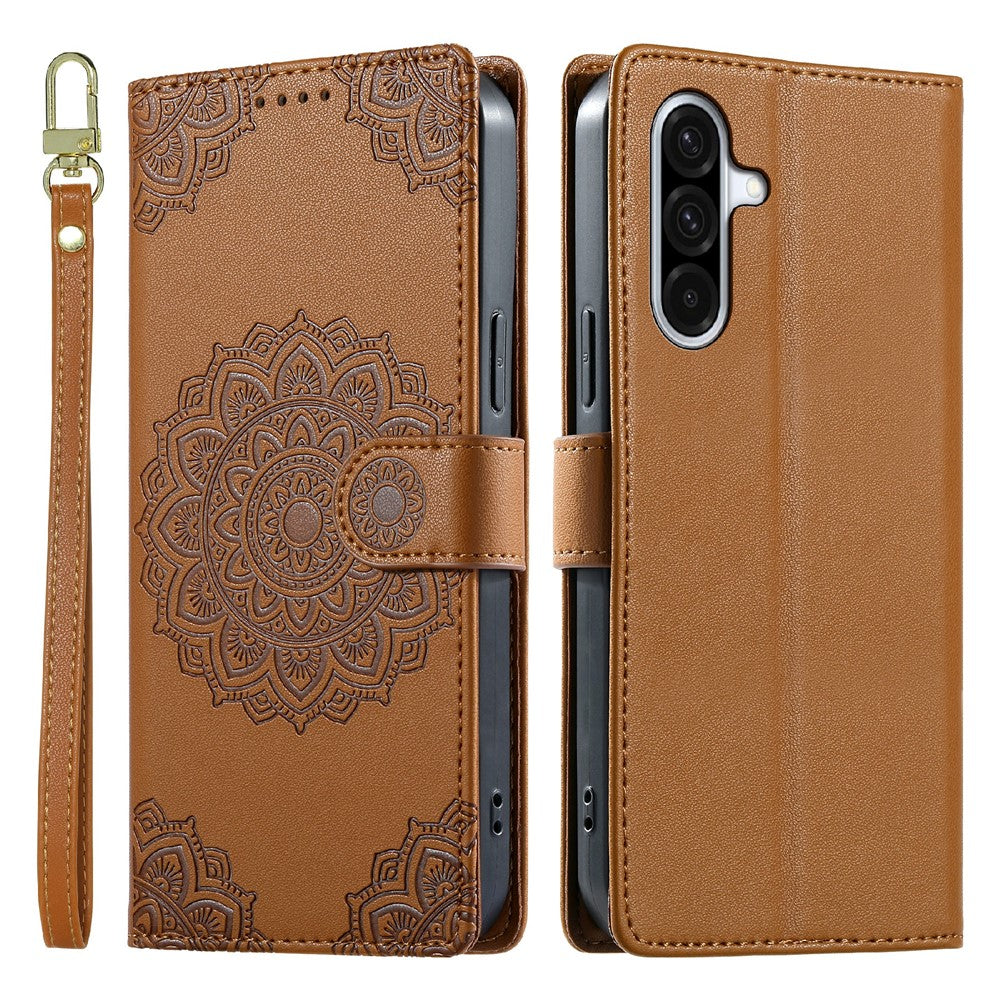 For Samsung Galaxy A37 5G Case Embossed Totem Leather Flip Wallet Phone Cover with Wrist Strap