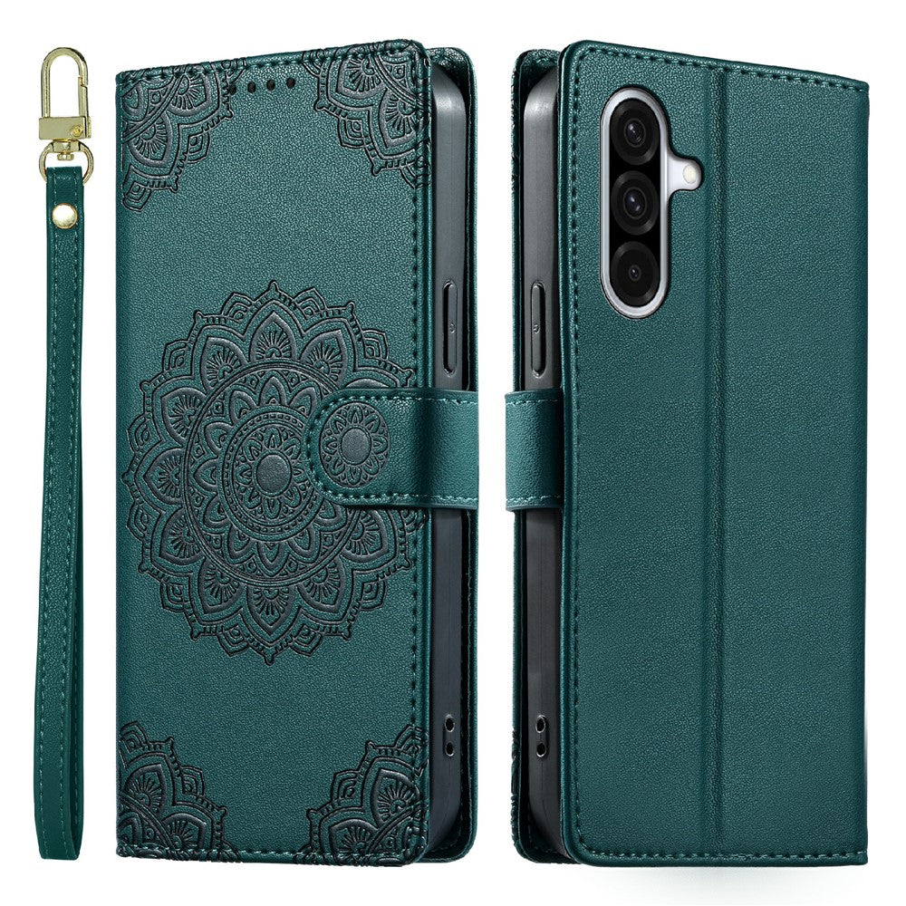 For Samsung Galaxy A37 5G Case Embossed Totem Leather Flip Wallet Phone Cover with Wrist Strap