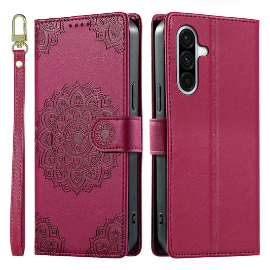 Galaxy A37 5G Wallet-Handyhülle – Geprägtes Totem-Leder-Flip--Telefongehäuse mit Handschlaufe
