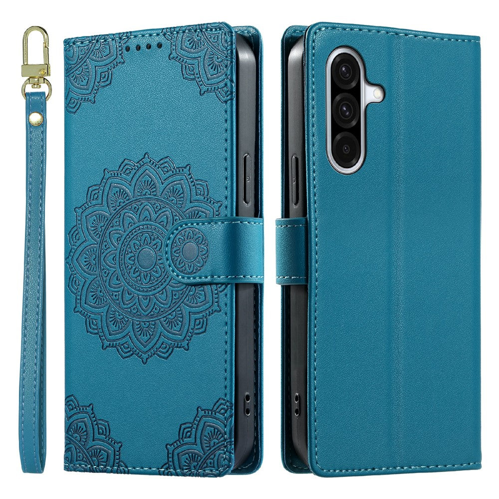 For Samsung Galaxy A37 5G Case Embossed Totem Leather Flip Wallet Phone Cover with Wrist Strap