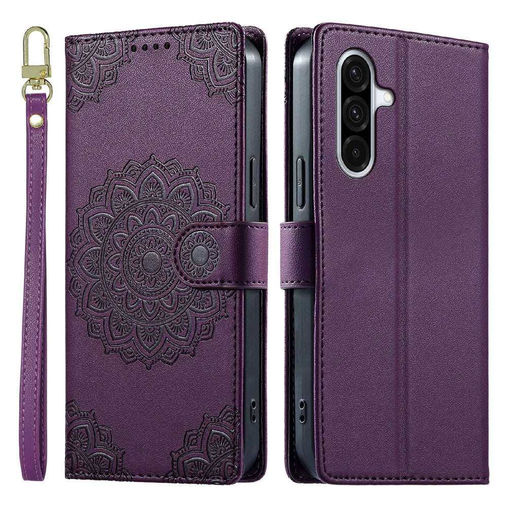 For Samsung Galaxy A37 5G Case Embossed Totem Leather Flip Wallet Phone Cover with Wrist Strap