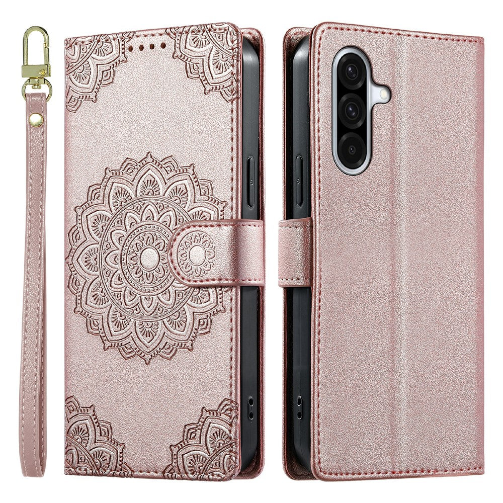 For Samsung Galaxy A37 5G Case Embossed Totem Leather Flip Wallet Phone Cover with Wrist Strap