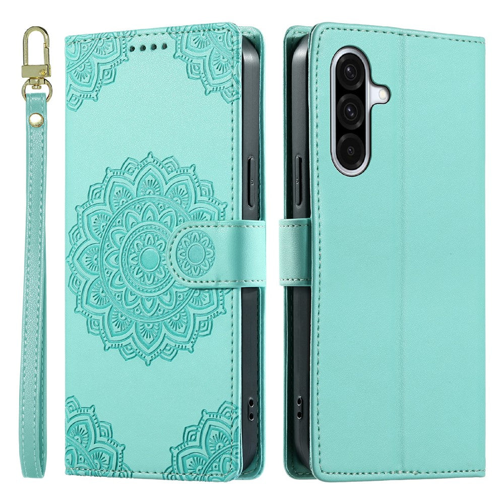 For Samsung Galaxy A37 5G Case Embossed Totem Leather Flip Wallet Phone Cover with Wrist Strap