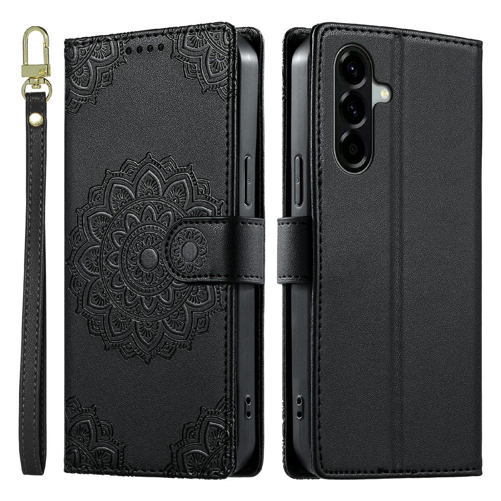 For Samsung Galaxy A57 5G Case Embossed Totem Leather Flip Wallet Phone Cover with Wrist Strap