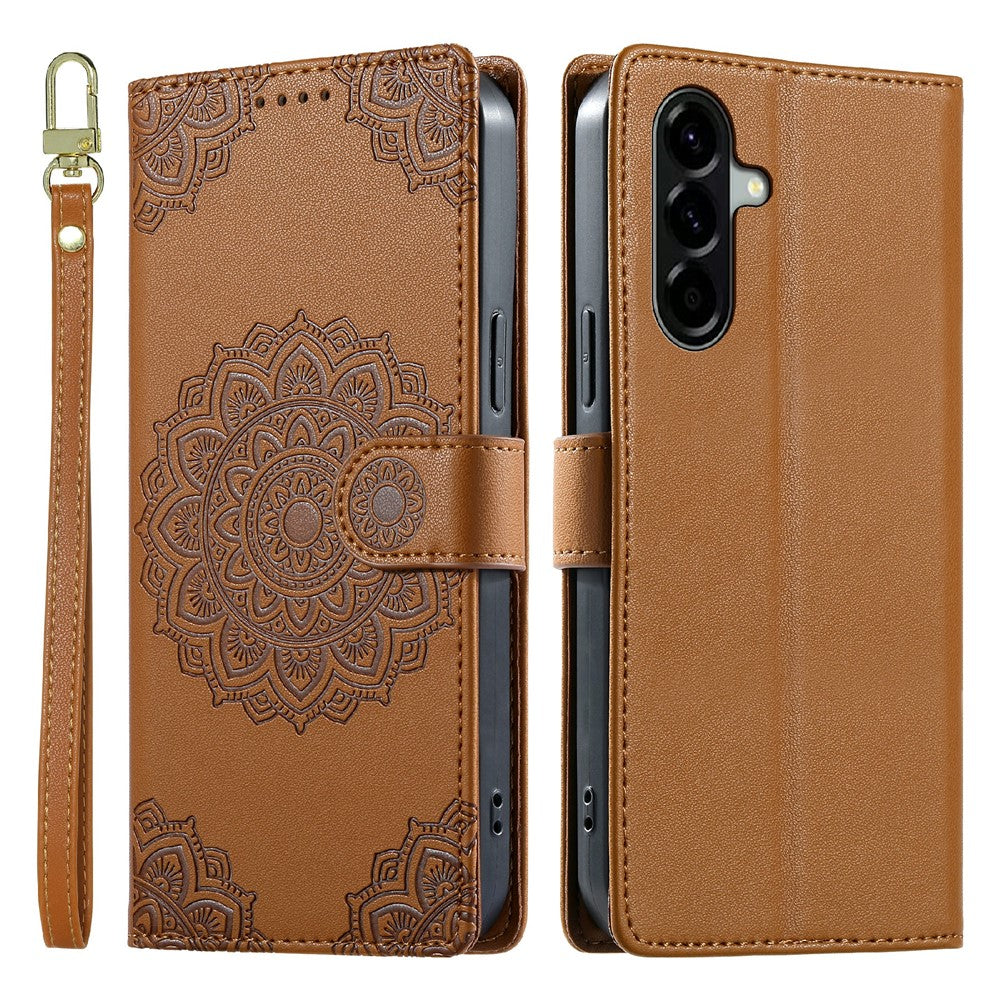 For Samsung Galaxy A57 5G Case Embossed Totem Leather Flip Wallet Phone Cover with Wrist Strap