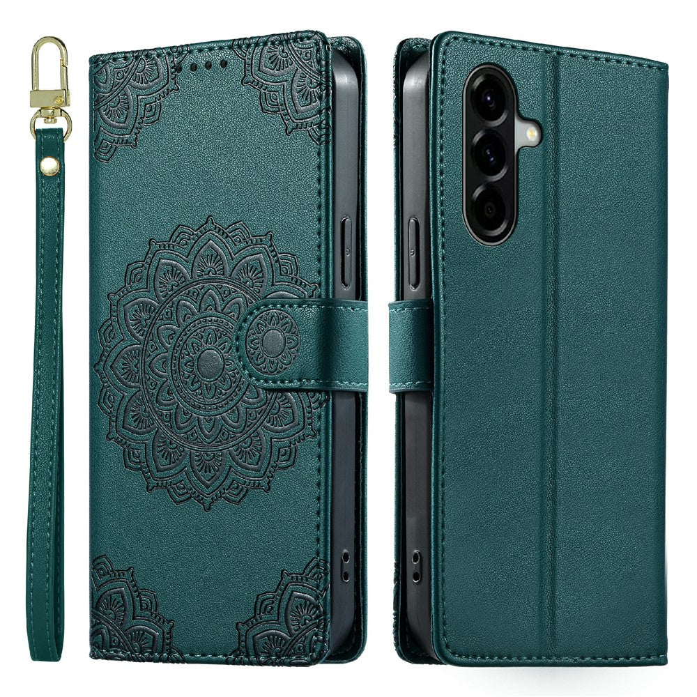 For Samsung Galaxy A57 5G Case Embossed Totem Leather Flip Wallet Phone Cover with Wrist Strap