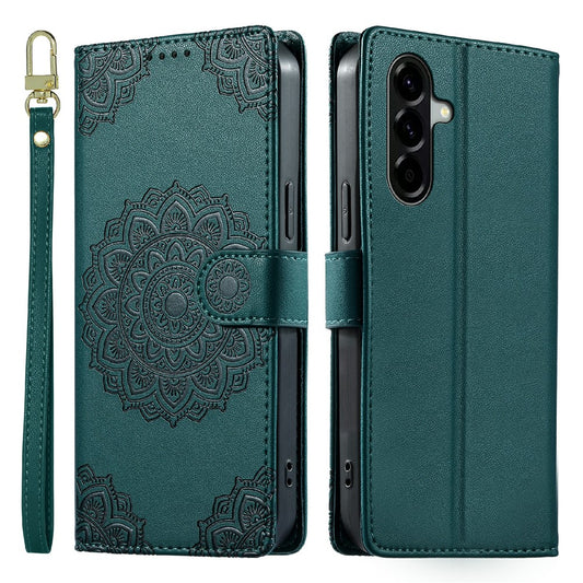 Galaxy A57 5G Wallet-Handyhülle – Geprägtes Totem-Leder-Flip--Telefongehäuse mit Handschlaufe