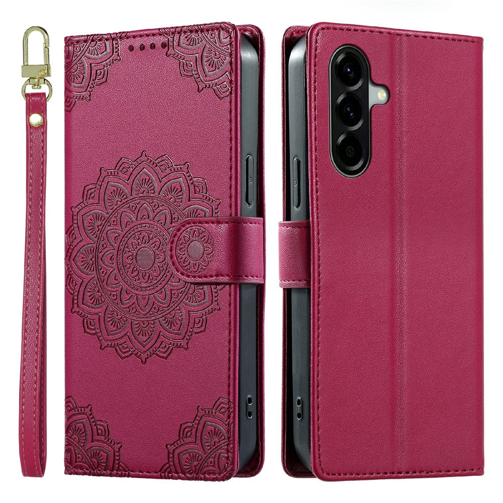 For Samsung Galaxy A57 5G Case Embossed Totem Leather Flip Wallet Phone Cover with Wrist Strap