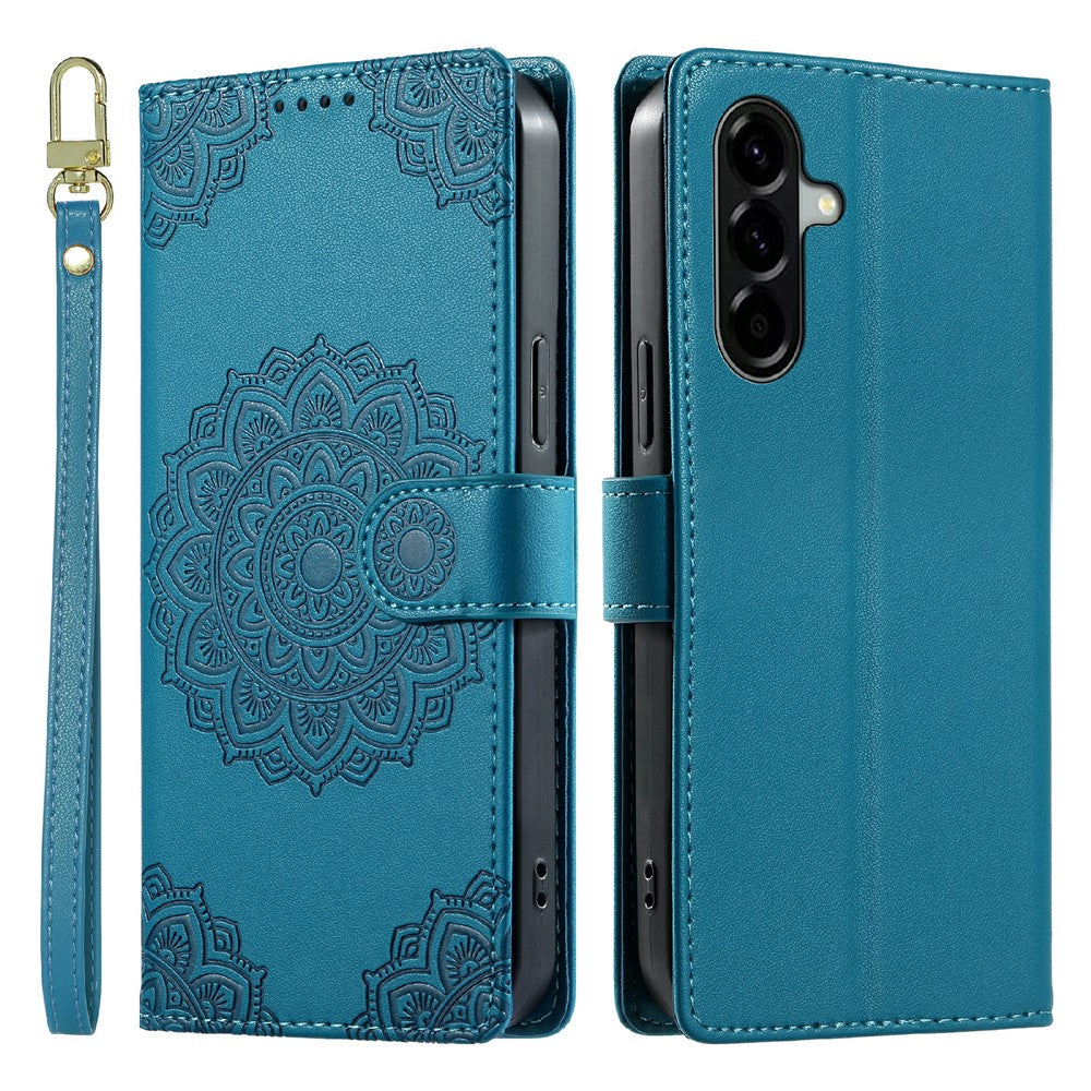 For Samsung Galaxy A57 5G Case Embossed Totem Leather Flip Wallet Phone Cover with Wrist Strap