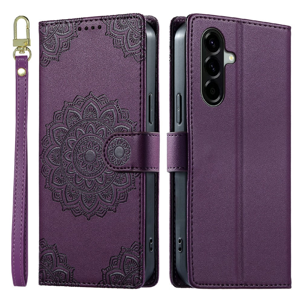 For Samsung Galaxy A57 5G Case Embossed Totem Leather Flip Wallet Phone Cover with Wrist Strap
