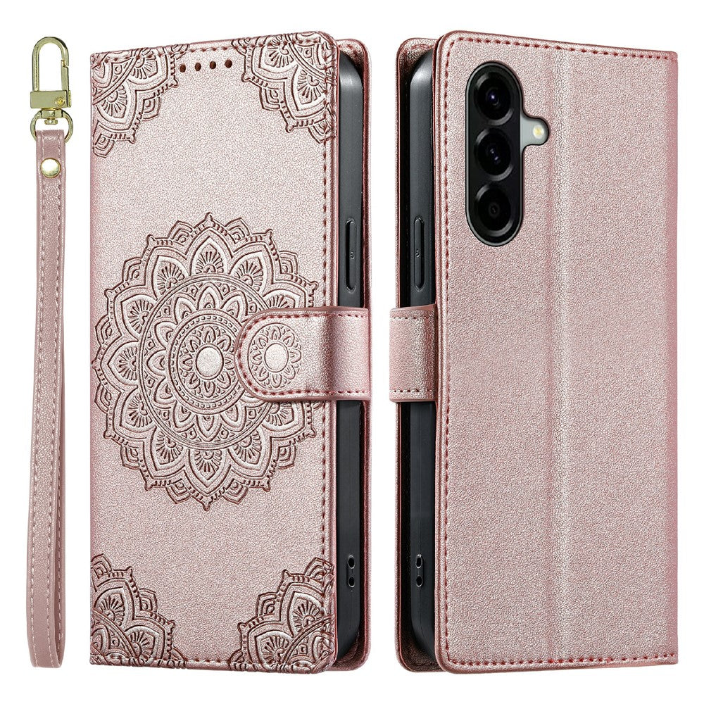 For Samsung Galaxy A57 5G Case Embossed Totem Leather Flip Wallet Phone Cover with Wrist Strap