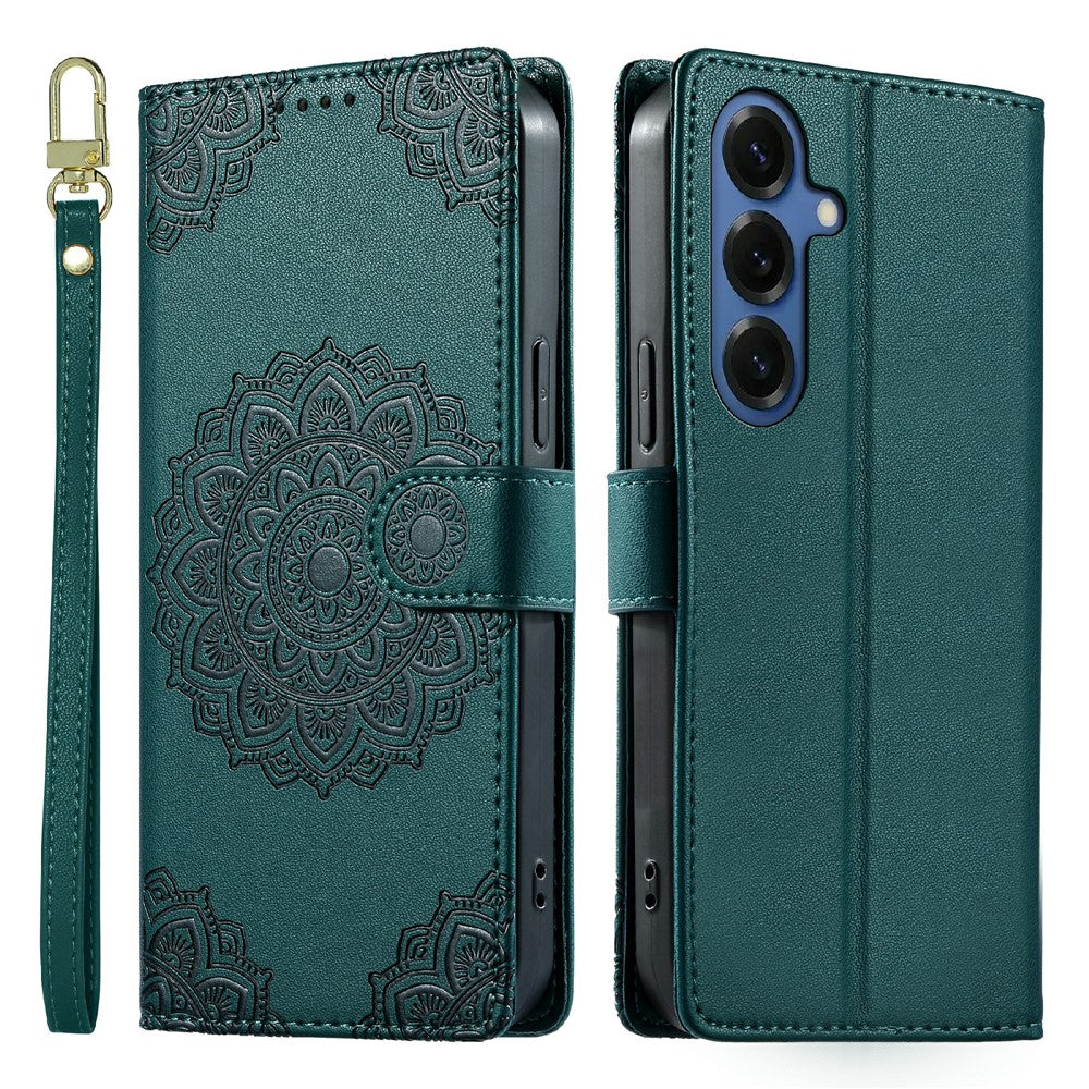 For Samsung Galaxy S26 Case Embossed Totem Leather Flip Wallet Phone Cover with Wrist Strap