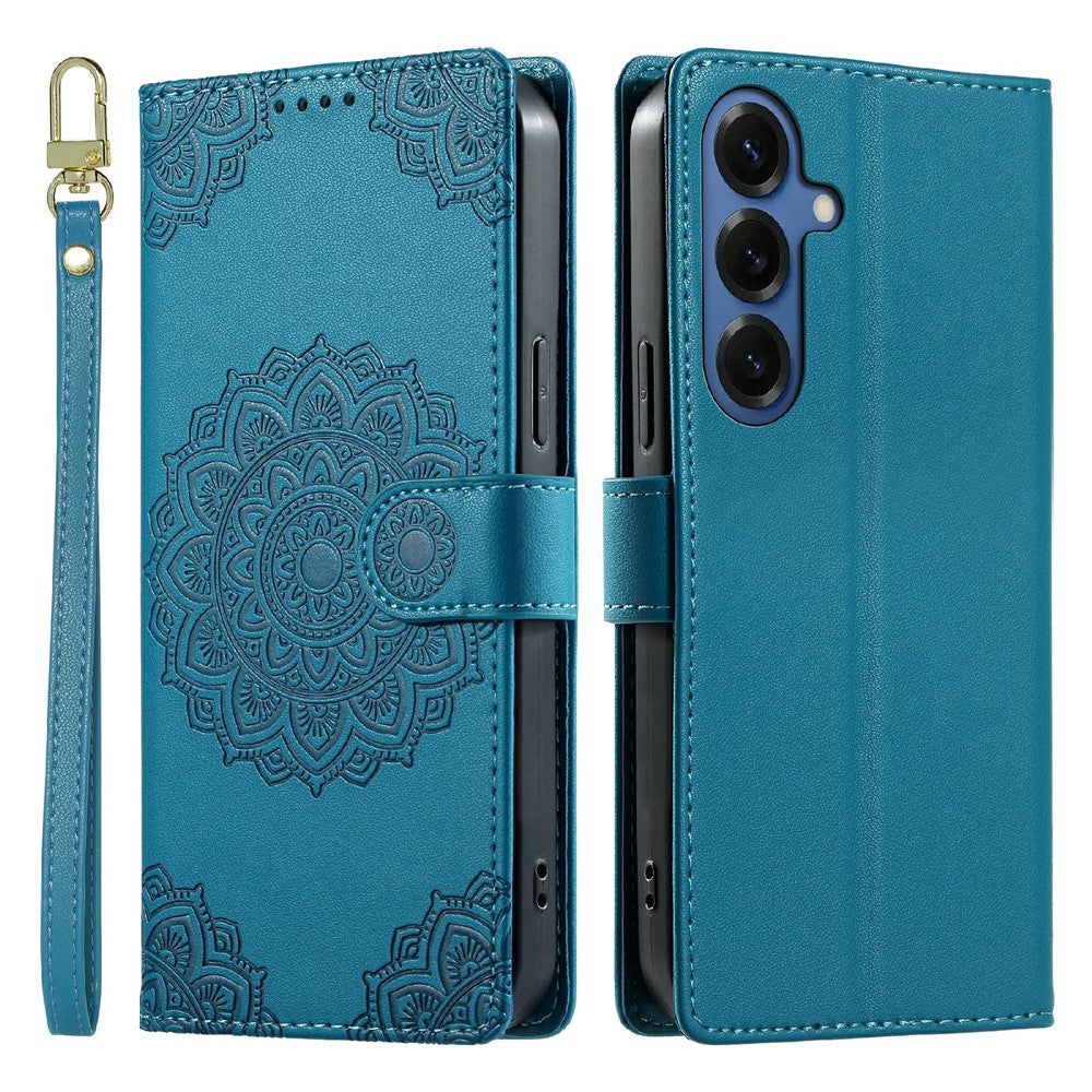 For Samsung Galaxy S26 Case Embossed Totem Leather Flip Wallet Phone Cover with Wrist Strap