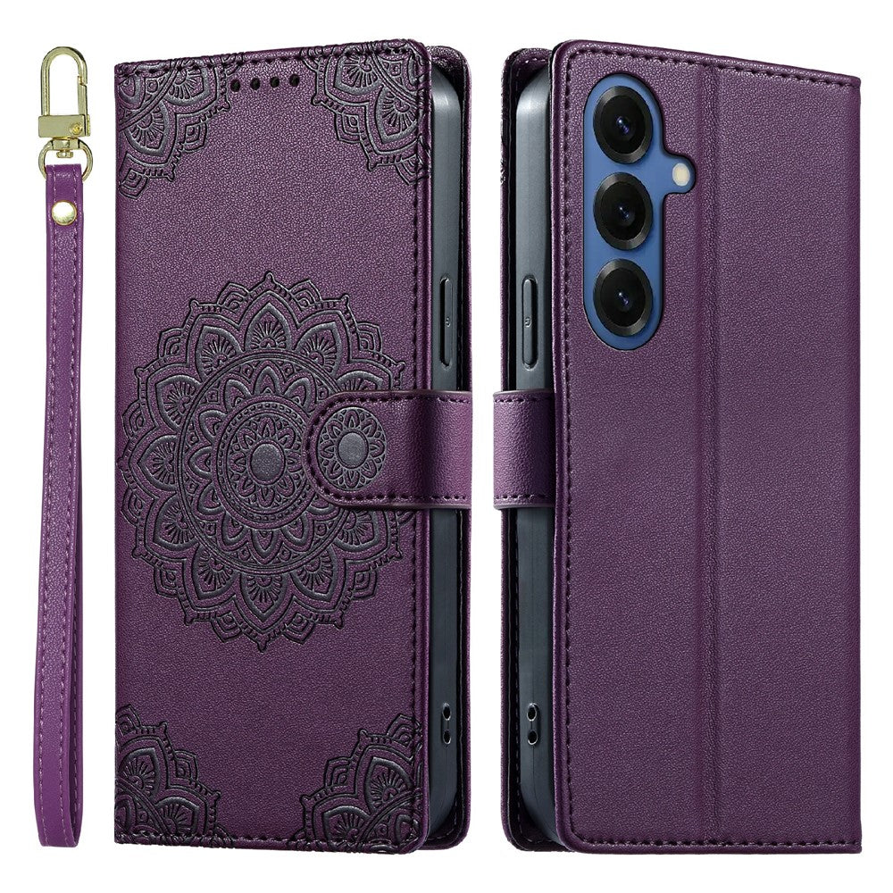 For Samsung Galaxy S26 Case Embossed Totem Leather Flip Wallet Phone Cover with Wrist Strap