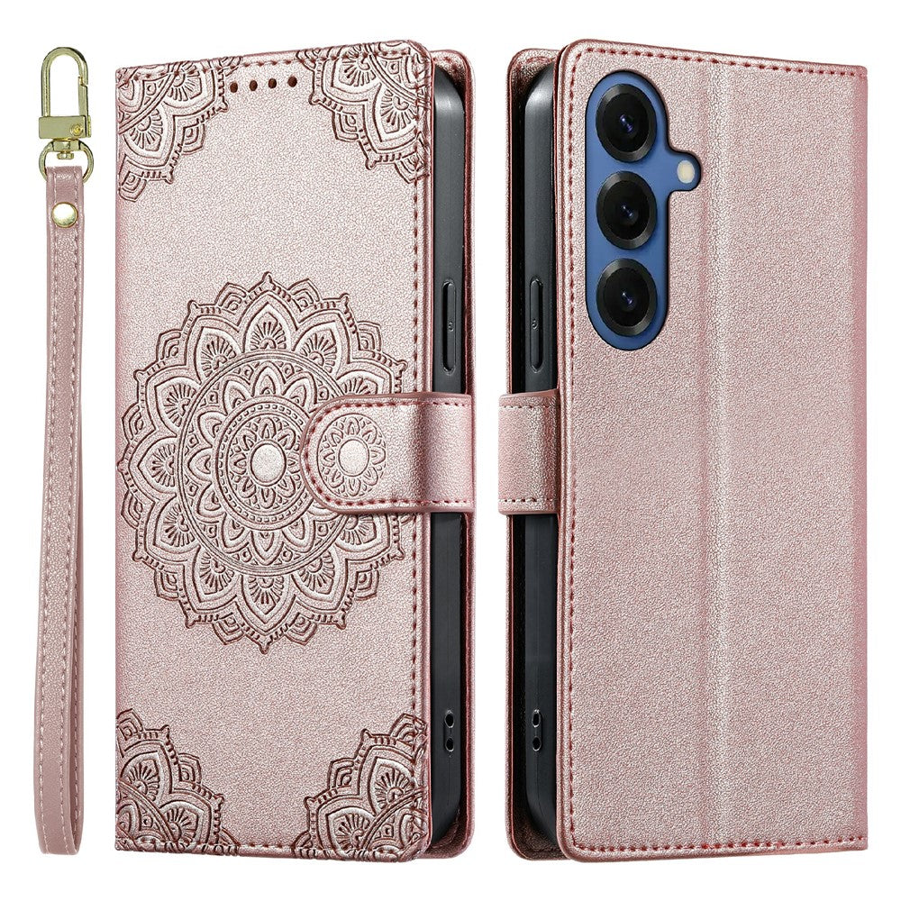 For Samsung Galaxy S26 Case Embossed Totem Leather Flip Wallet Phone Cover with Wrist Strap