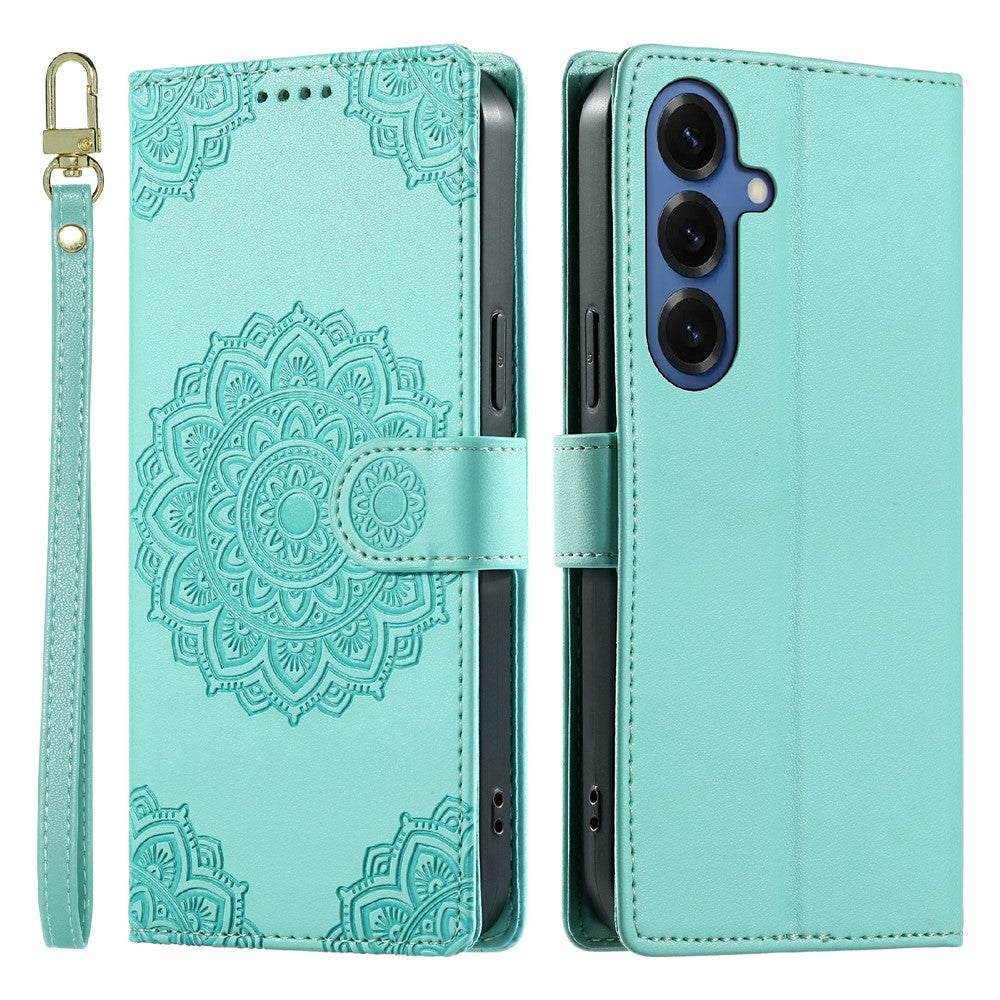 For Samsung Galaxy S26 Case Embossed Totem Leather Flip Wallet Phone Cover with Wrist Strap