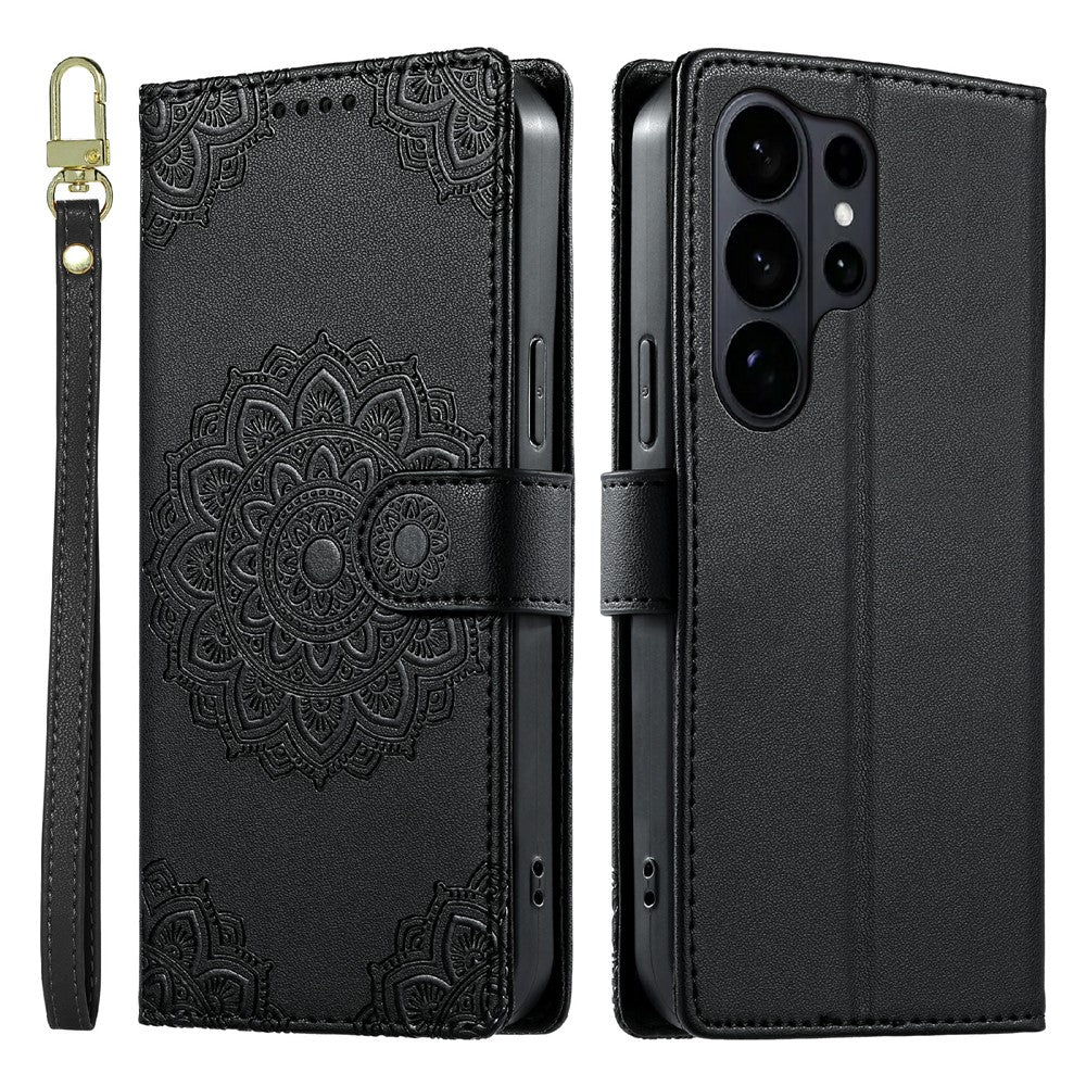 For Samsung Galaxy S26 Ultra Case Embossed Totem Leather Flip Wallet Phone Cover with Wrist Strap